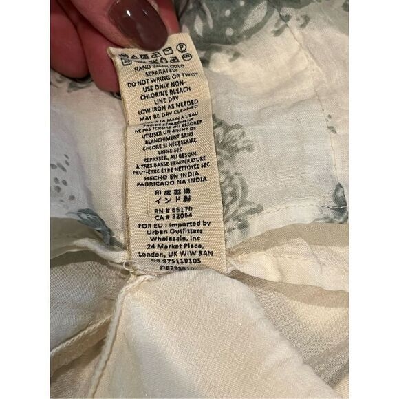 Free People green and cream floral babydoll long sleeve dress - M - Picture 8 of 8